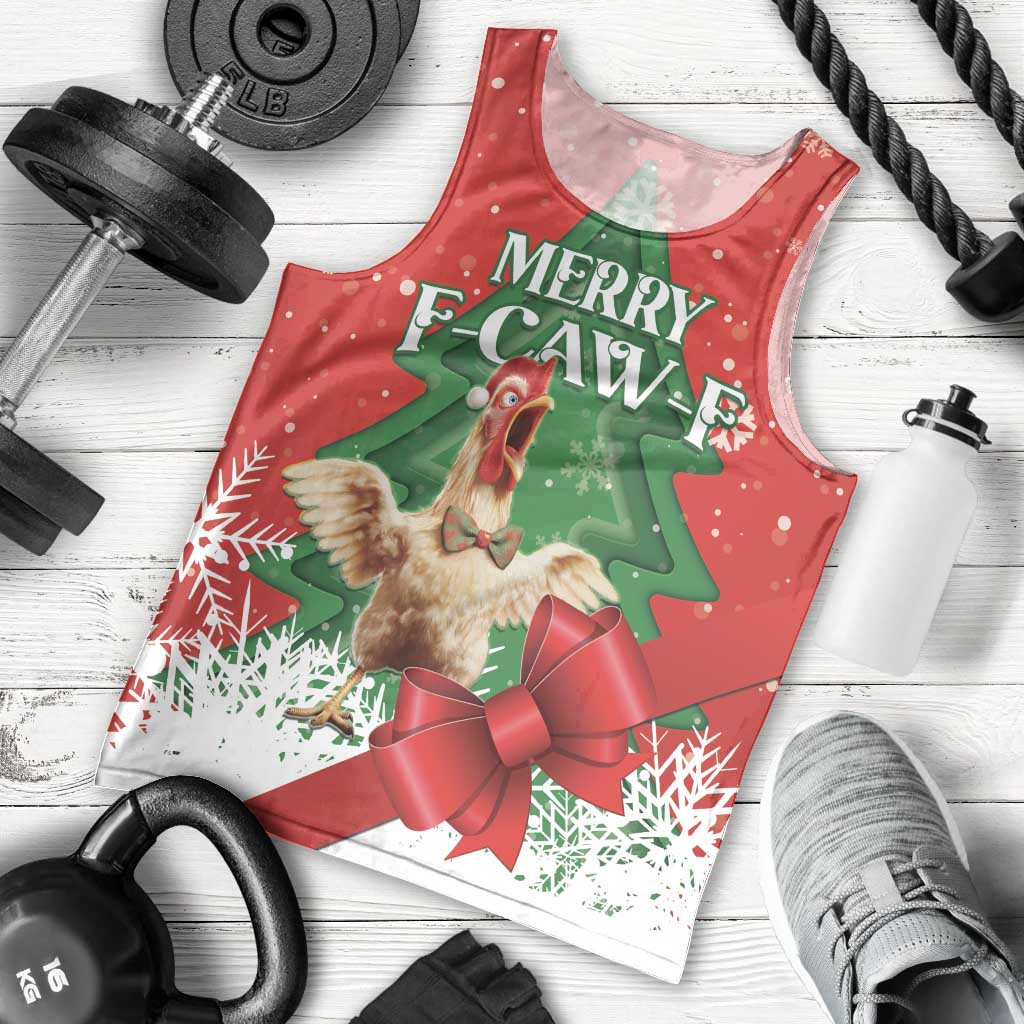 Funny Christmas Chicken Men Tank Top Merry F Caw F - Wonder Print Shop