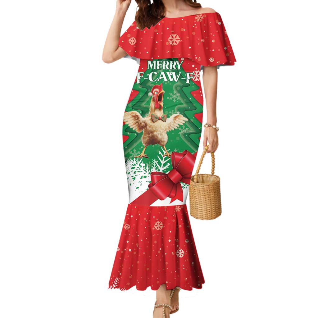 Funny Christmas Chicken Mermaid Dress Merry F Caw F - Wonder Print Shop