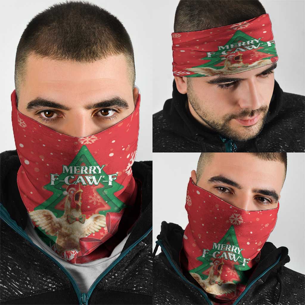 Funny Christmas Chicken Neck Gaiter Merry F Caw F - Wonder Print Shop