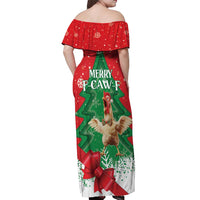 Funny Christmas Chicken Off Shoulder Maxi Dress Merry F Caw F - Wonder Print Shop