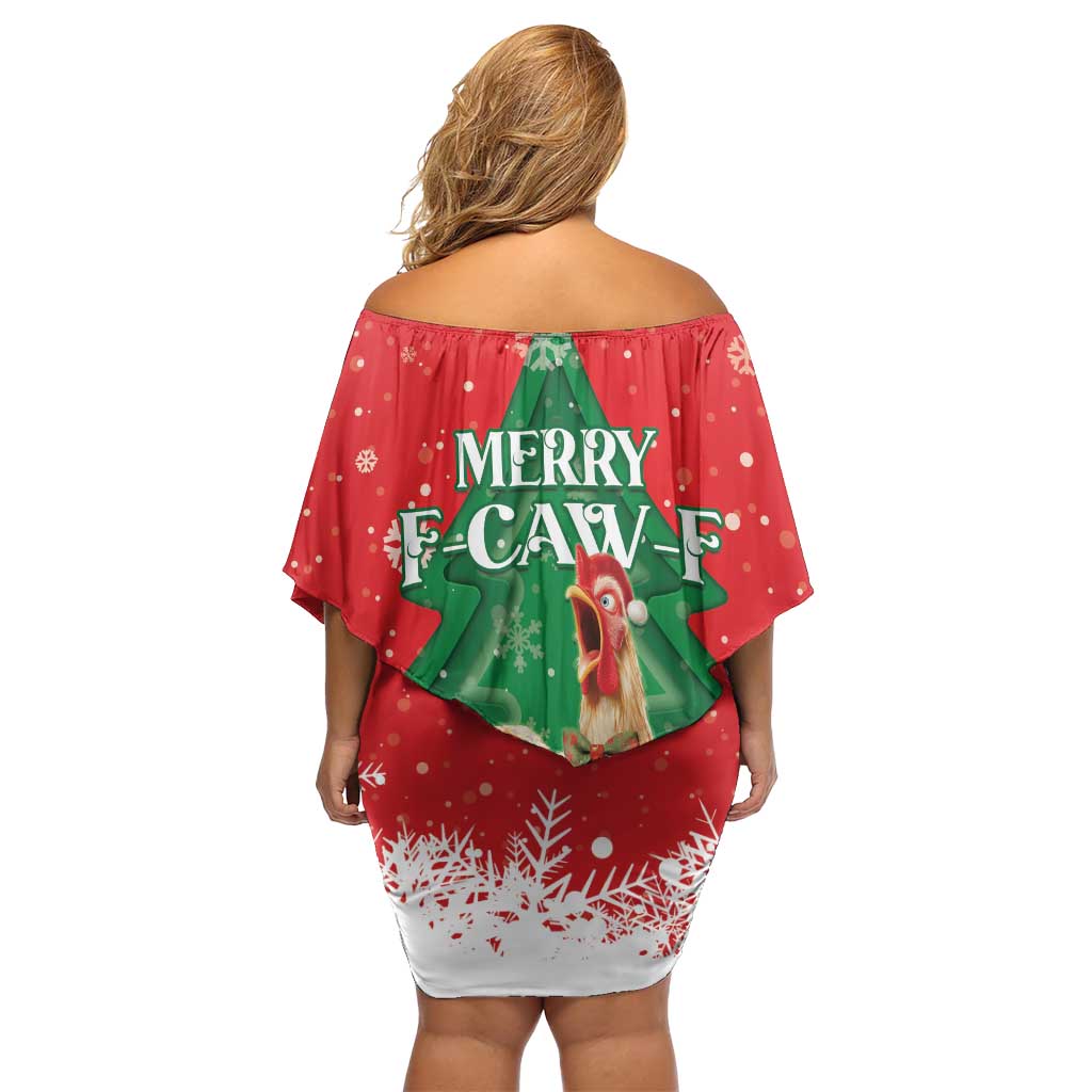 Funny Christmas Chicken Off Shoulder Short Dress Merry F Caw F - Wonder Print Shop