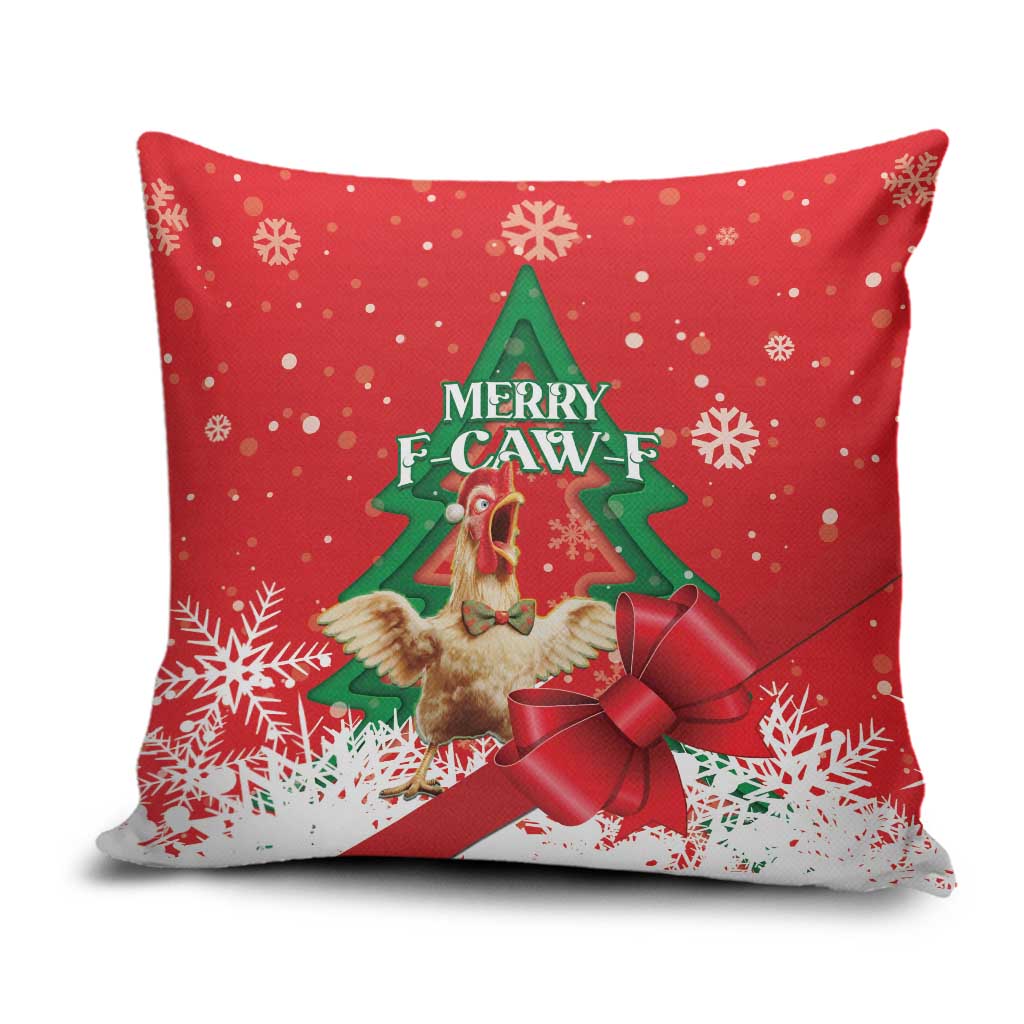 Funny Christmas Chicken Pillow Cover Merry F Caw F - Wonder Print Shop