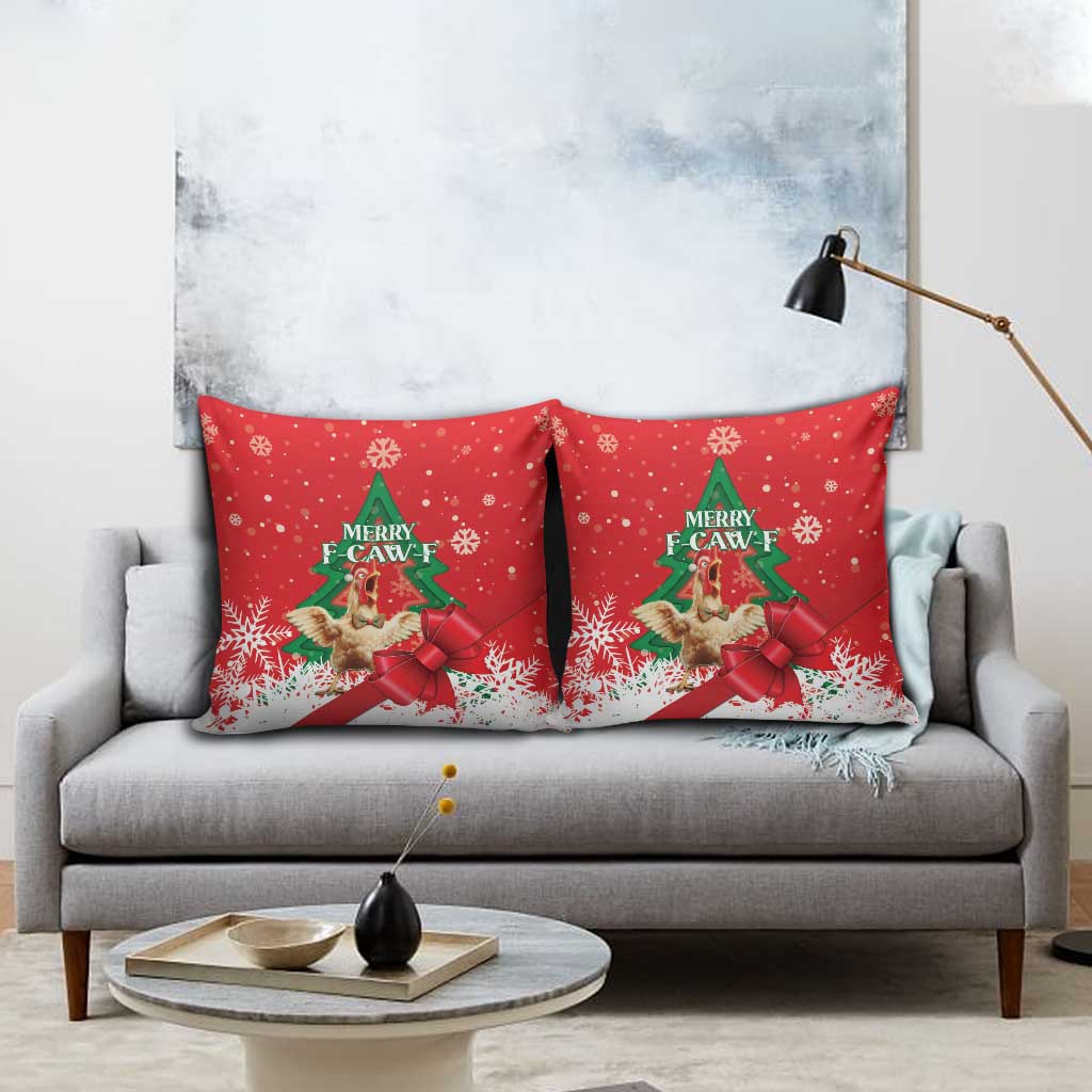 Funny Christmas Chicken Pillow Cover Merry F Caw F - Wonder Print Shop