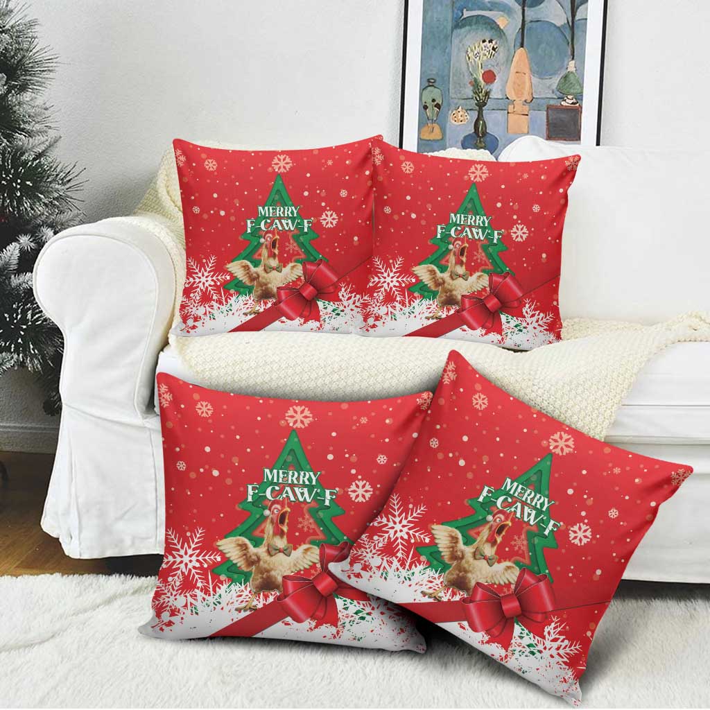 Funny Christmas Chicken Pillow Cover Merry F Caw F - Wonder Print Shop