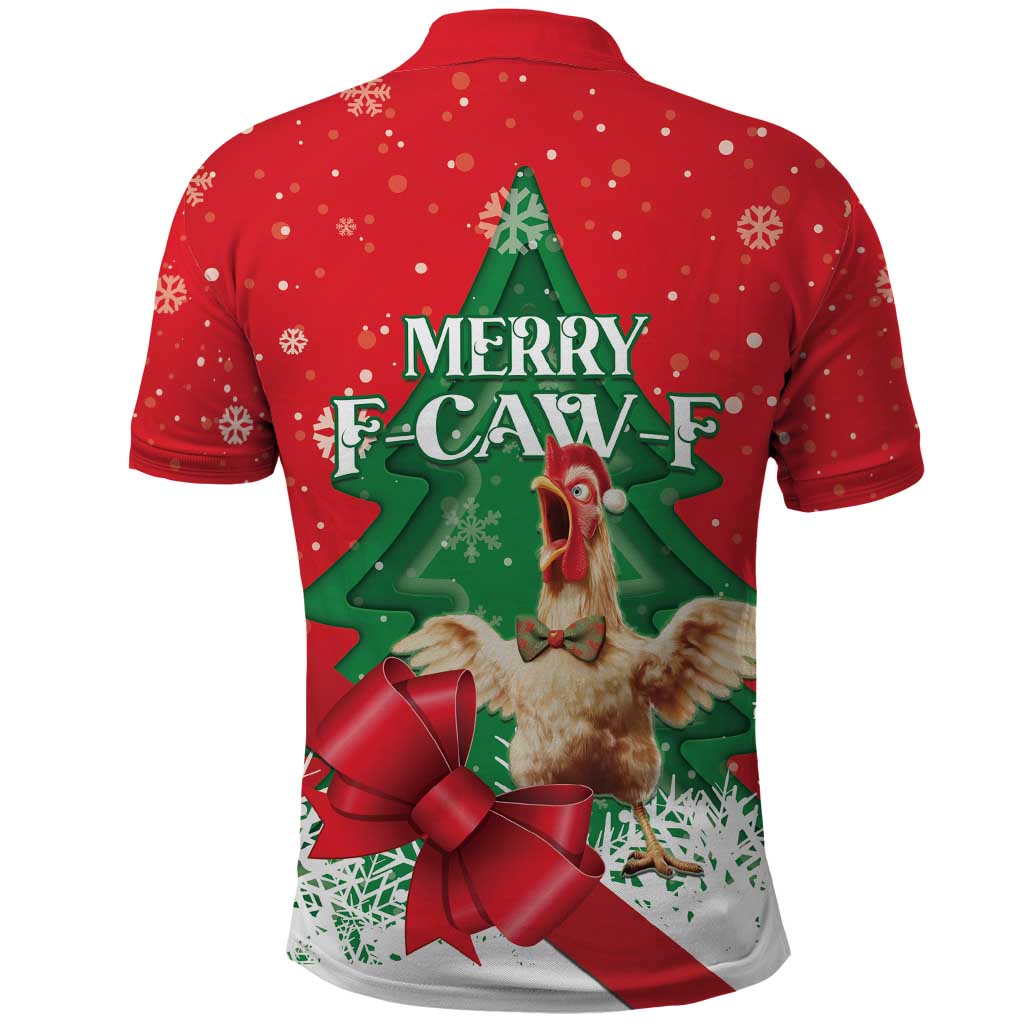 Funny Christmas Chicken Polo Shirt Merry F Caw F - Wonder Print Shop