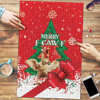 Funny Christmas Chicken Puzzle Merry F Caw F - Wonder Print Shop