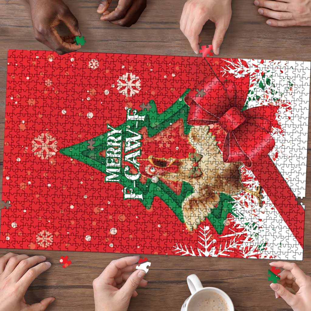 Funny Christmas Chicken Puzzle Merry F Caw F - Wonder Print Shop
