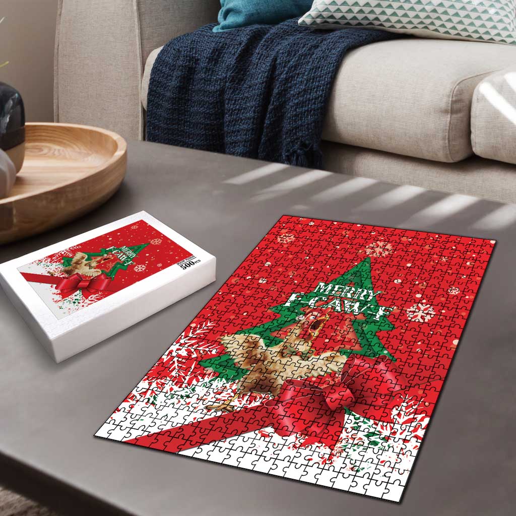 Funny Christmas Chicken Puzzle Merry F Caw F - Wonder Print Shop