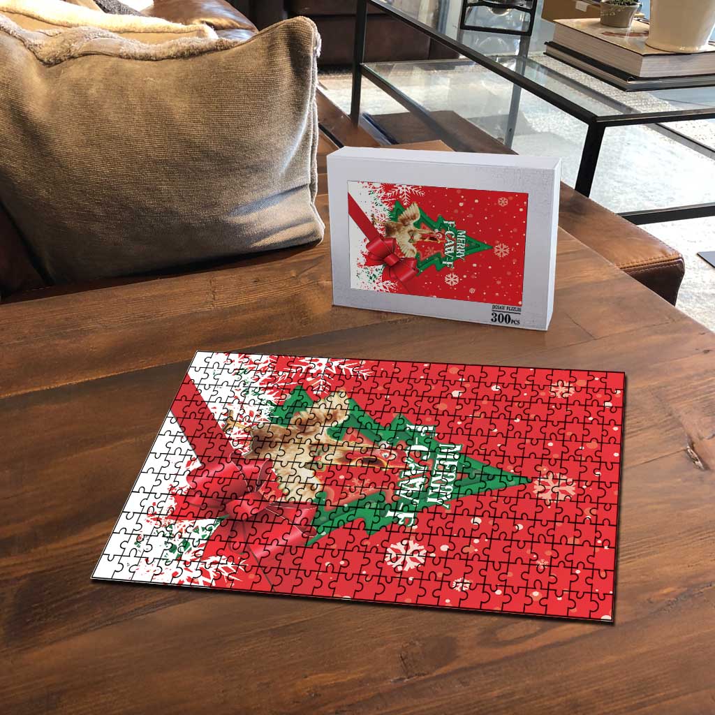 Funny Christmas Chicken Puzzle Merry F Caw F - Wonder Print Shop