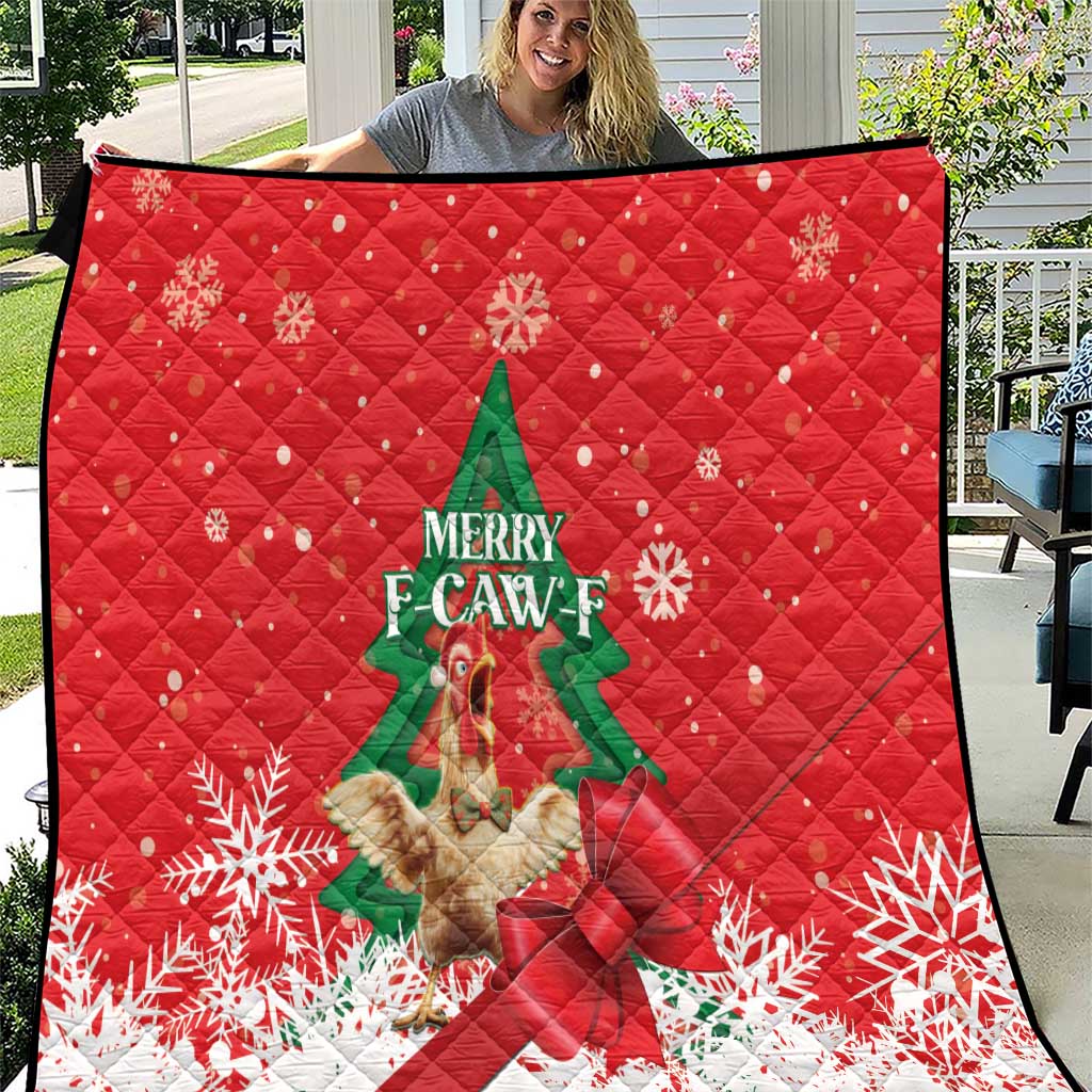 Funny Christmas Chicken Quilt Merry F Caw F - Wonder Print Shop