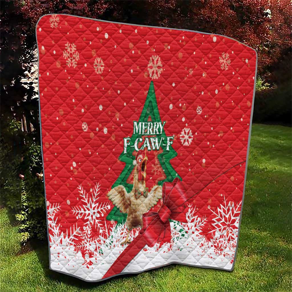 Funny Christmas Chicken Quilt Merry F Caw F - Wonder Print Shop