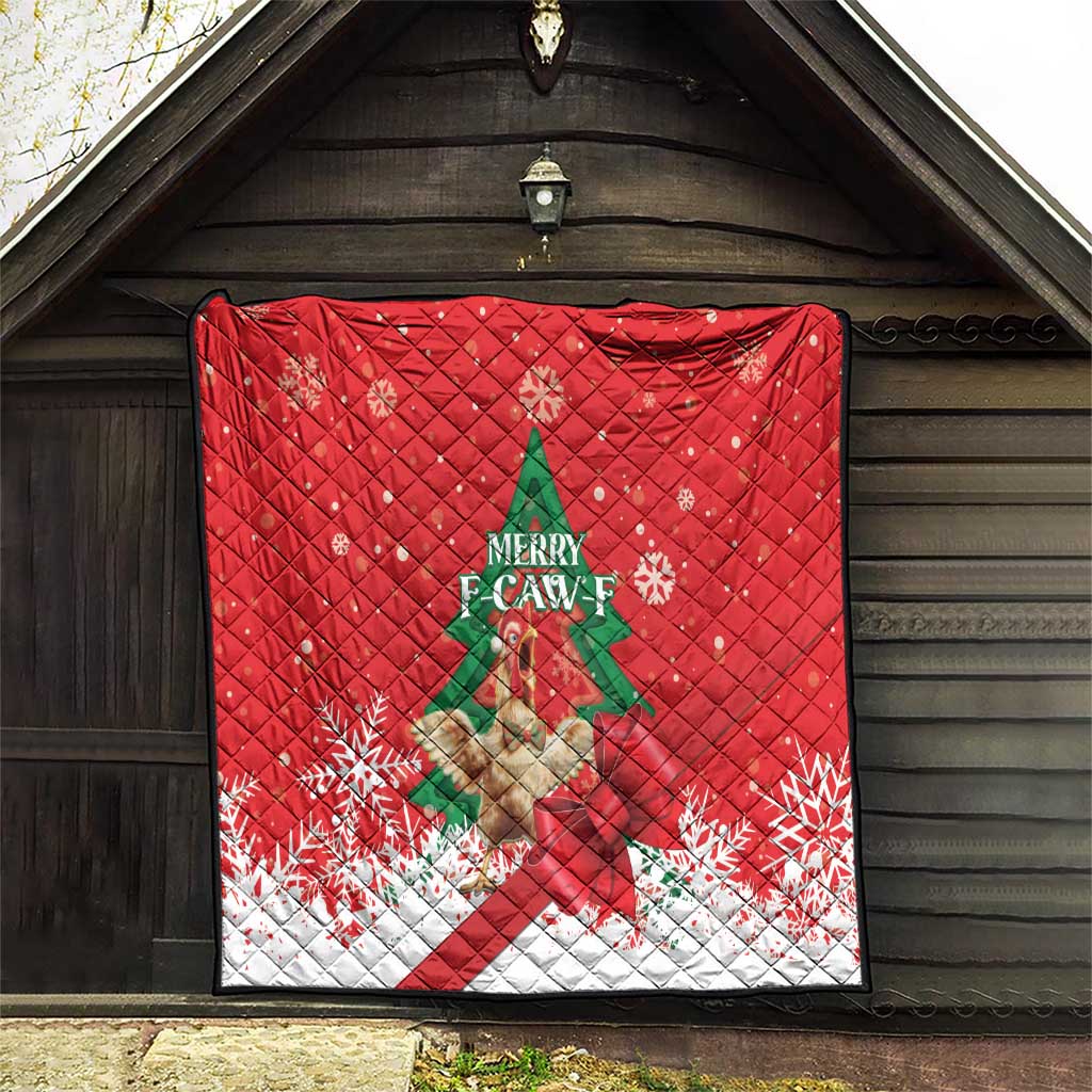 Funny Christmas Chicken Quilt Merry F Caw F - Wonder Print Shop