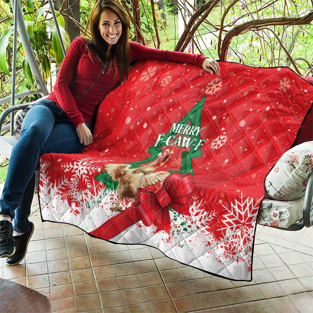 Funny Christmas Chicken Quilt Merry F Caw F - Wonder Print Shop