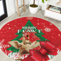 Funny Christmas Chicken Round Carpet Merry F Caw F - Wonder Print Shop