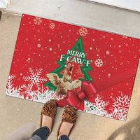 Funny Christmas Chicken Rubber Doormat Merry F Caw F - Wonder Print Shop
