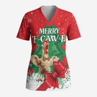 Funny Christmas Chicken Scrub Top Merry F Caw F - Wonder Print Shop
