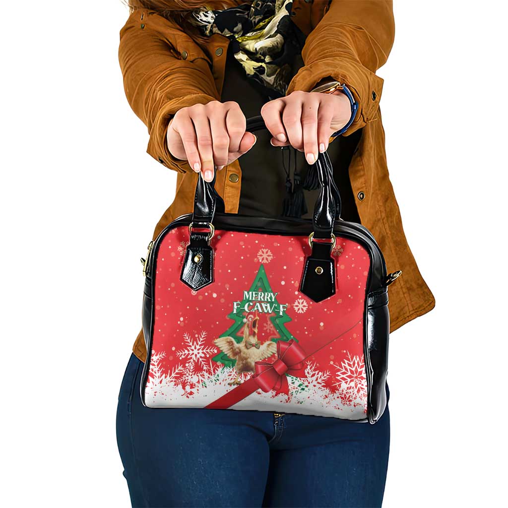 Funny Christmas Chicken Shoulder Handbag Merry F Caw F - Wonder Print Shop