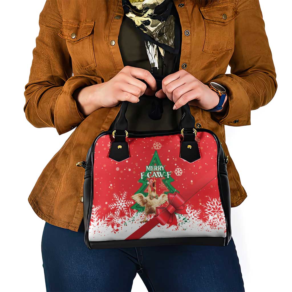 Funny Christmas Chicken Shoulder Handbag Merry F Caw F - Wonder Print Shop