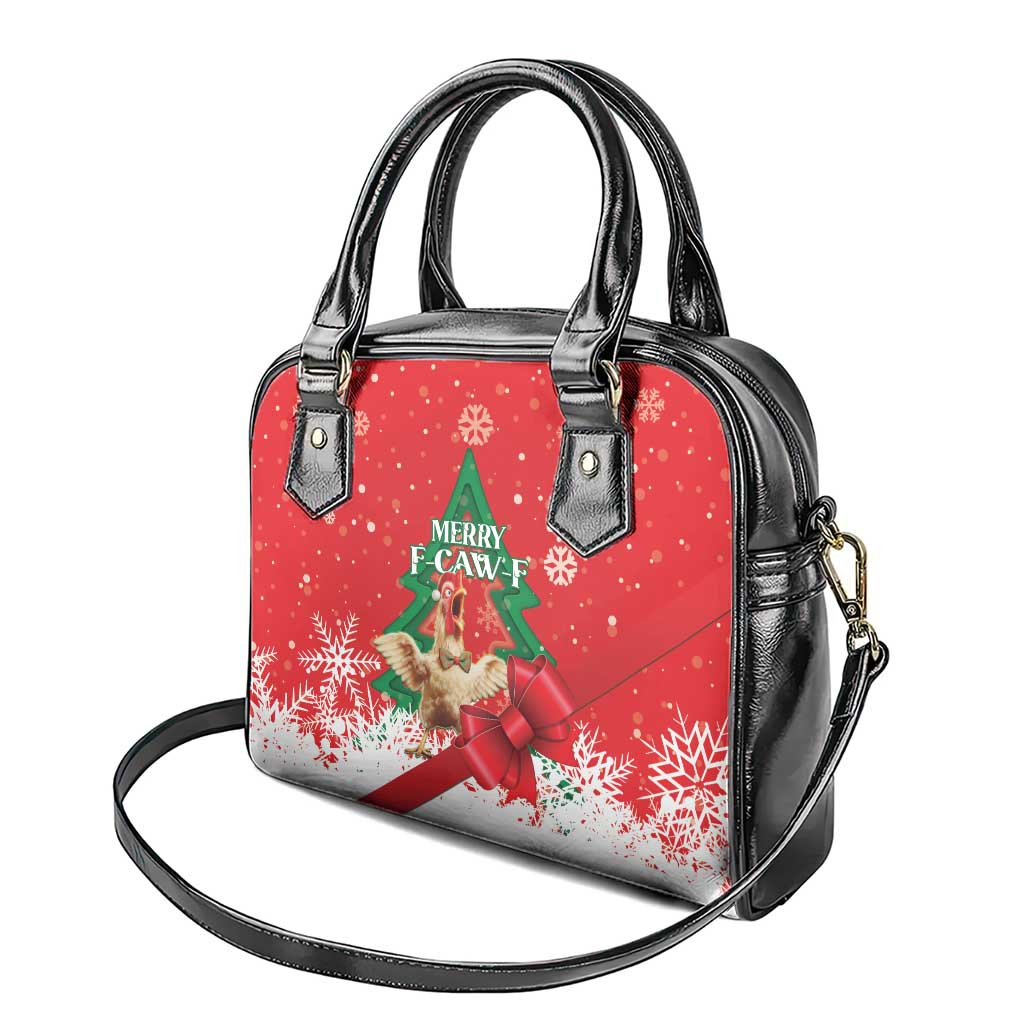 Funny Christmas Chicken Shoulder Handbag Merry F Caw F - Wonder Print Shop