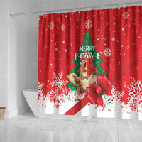 Funny Christmas Chicken Shower Curtain Merry F Caw F - Wonder Print Shop