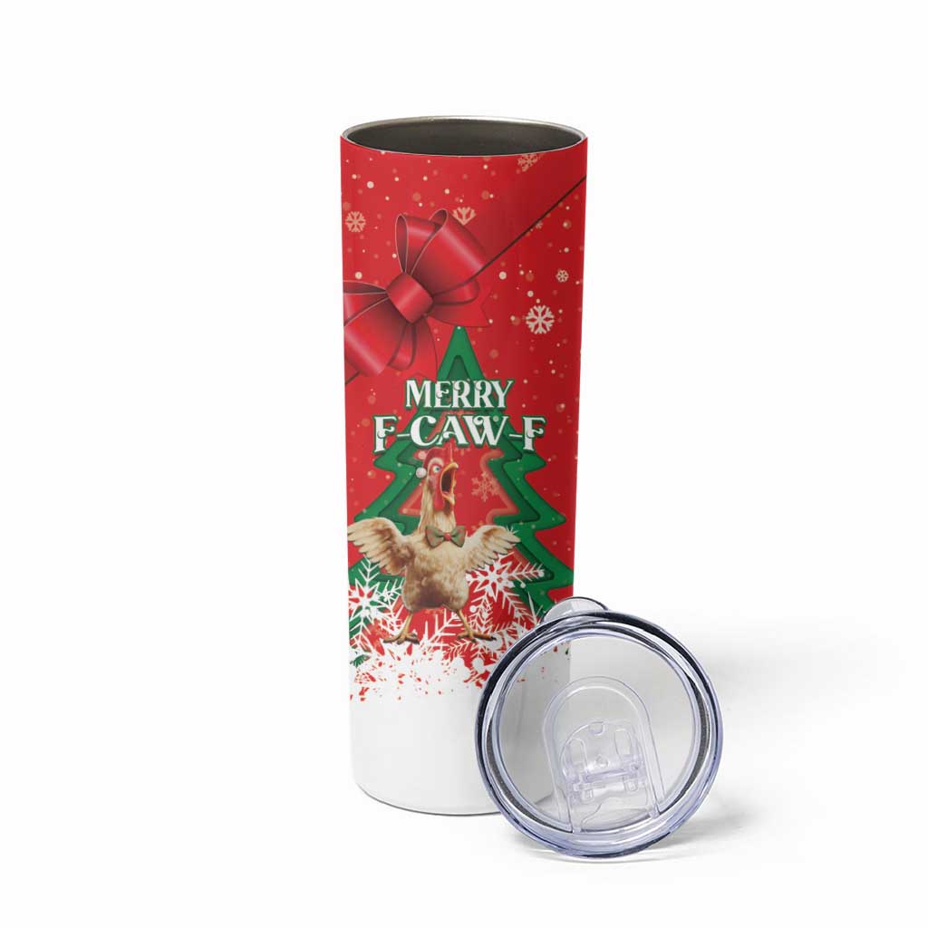 Funny Christmas Chicken Skinny Tumbler Merry F Caw F - Wonder Print Shop