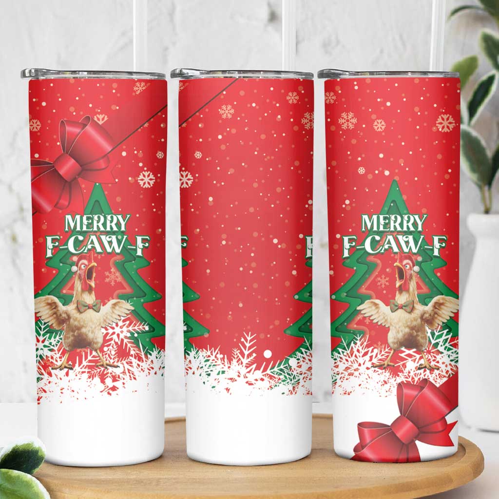 Funny Christmas Chicken Skinny Tumbler Merry F Caw F - Wonder Print Shop