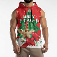 Funny Christmas Chicken Sleeveless Hoodie Merry F Caw F - Wonder Print Shop