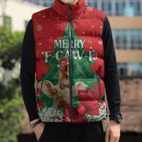 Funny Christmas Chicken Sleeveless Puffer Jacket Merry F Caw F - Wonder Print Shop