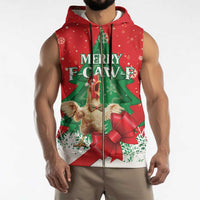 Funny Christmas Chicken Sleeveless Zip Hoodie Merry F Caw F - Wonder Print Shop
