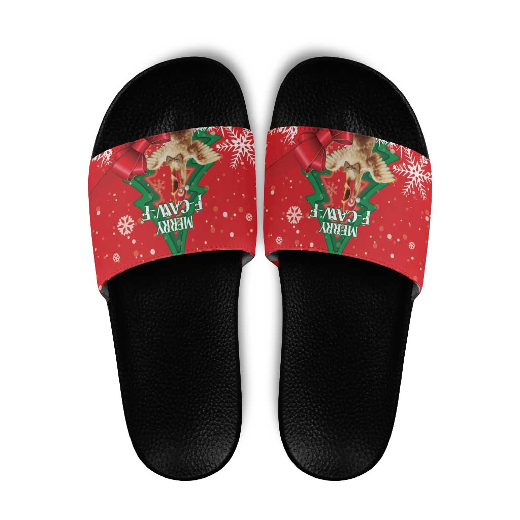Funny Christmas Chicken Slide Sandals Merry F Caw F - Wonder Print Shop