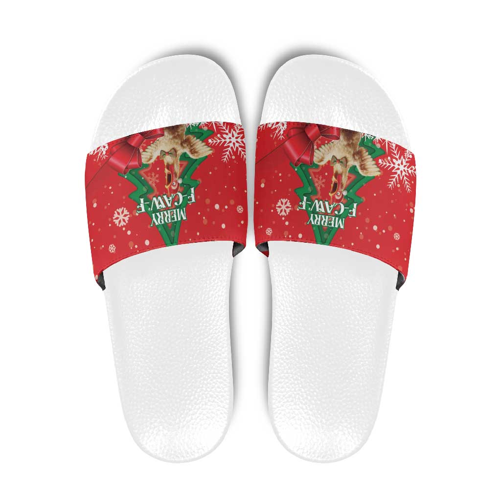 Funny Christmas Chicken Slide Sandals Merry F Caw F - Wonder Print Shop