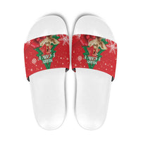 Funny Christmas Chicken Slide Sandals Merry F Caw F - Wonder Print Shop