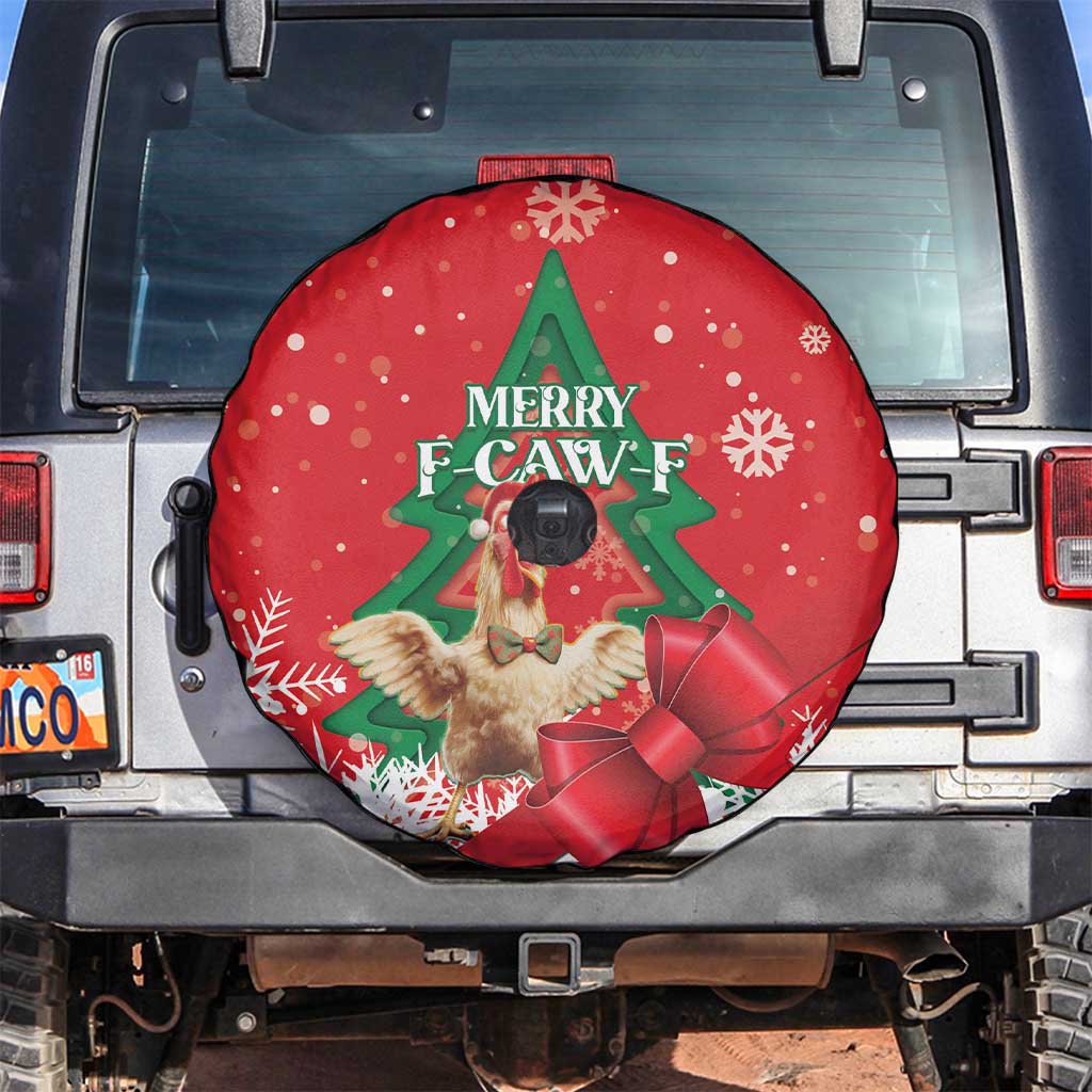 Funny Christmas Chicken Spare Tire Cover Merry F Caw F - Wonder Print Shop