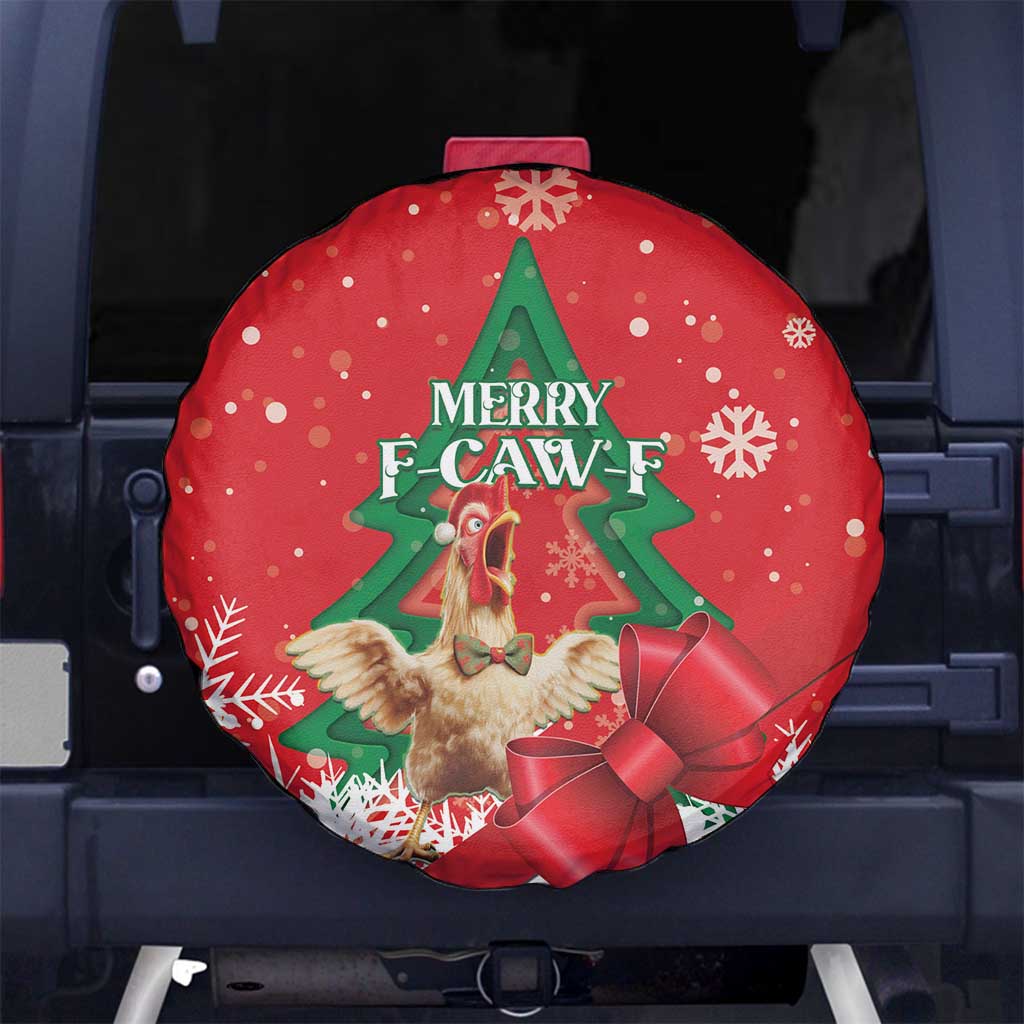 Funny Christmas Chicken Spare Tire Cover Merry F Caw F - Wonder Print Shop