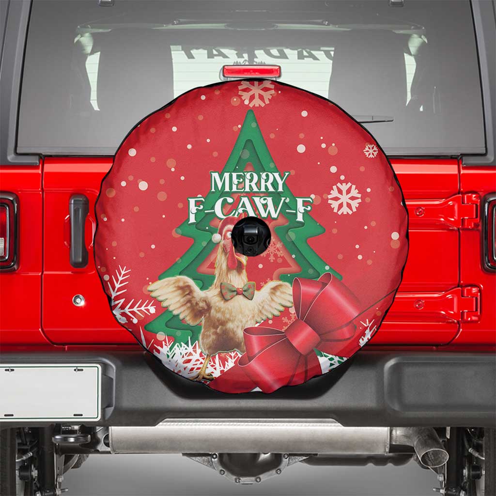 Funny Christmas Chicken Spare Tire Cover Merry F Caw F - Wonder Print Shop