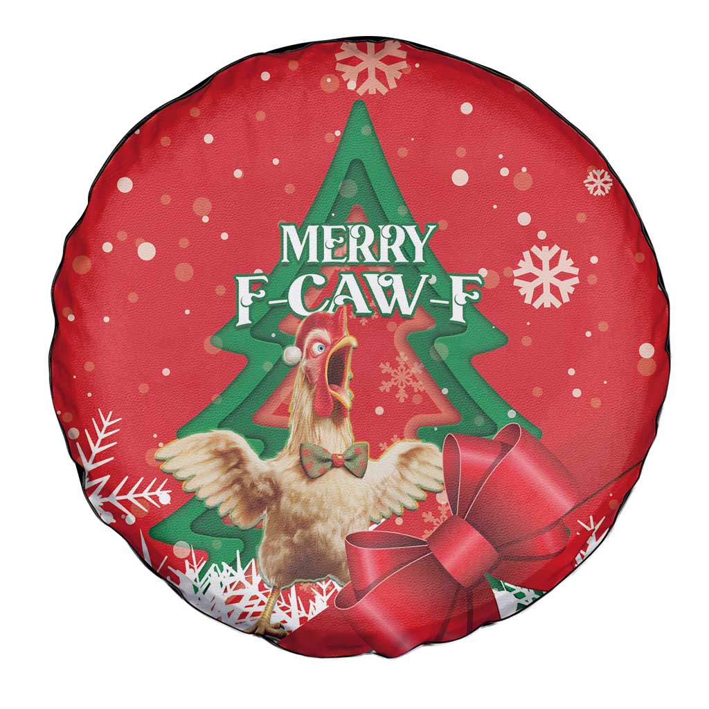 Funny Christmas Chicken Spare Tire Cover Merry F Caw F - Wonder Print Shop