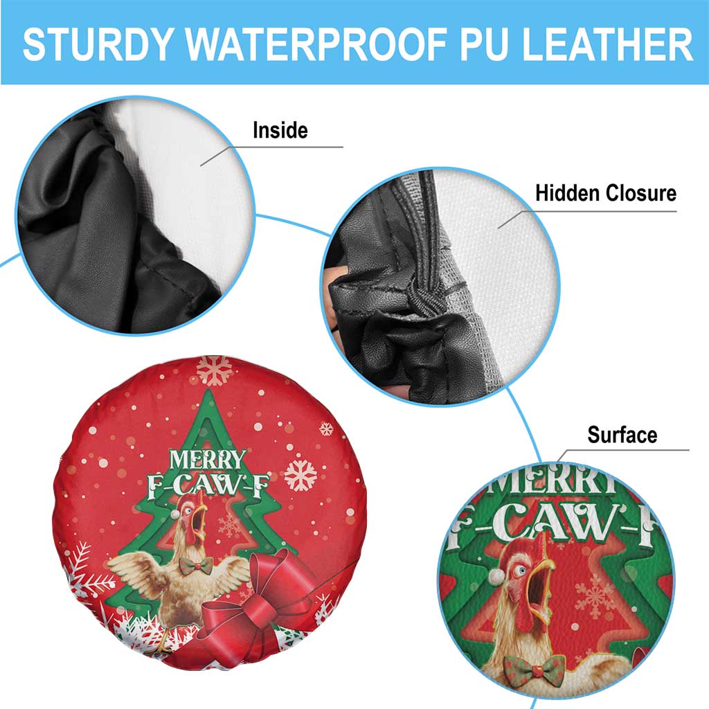 Funny Christmas Chicken Spare Tire Cover Merry F Caw F - Wonder Print Shop