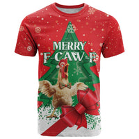 Funny Christmas Chicken T Shirt Merry F Caw F - Wonder Print Shop