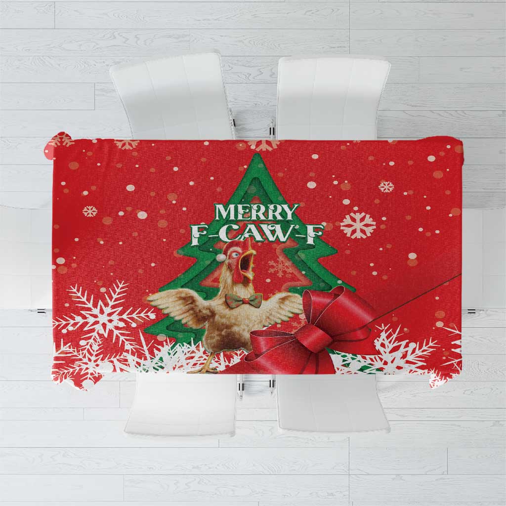 Funny Christmas Chicken Tablecloth Merry F Caw F - Wonder Print Shop