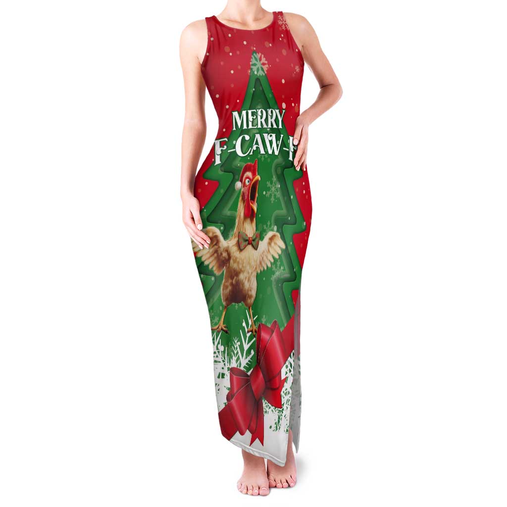 Funny Christmas Chicken Tank Maxi Dress Merry F Caw F - Wonder Print Shop