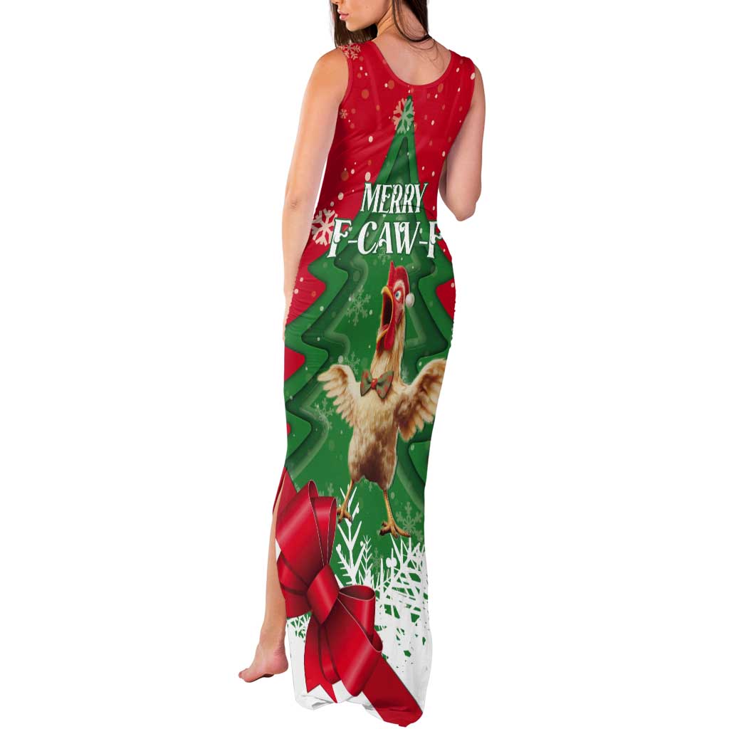 Funny Christmas Chicken Tank Maxi Dress Merry F Caw F - Wonder Print Shop