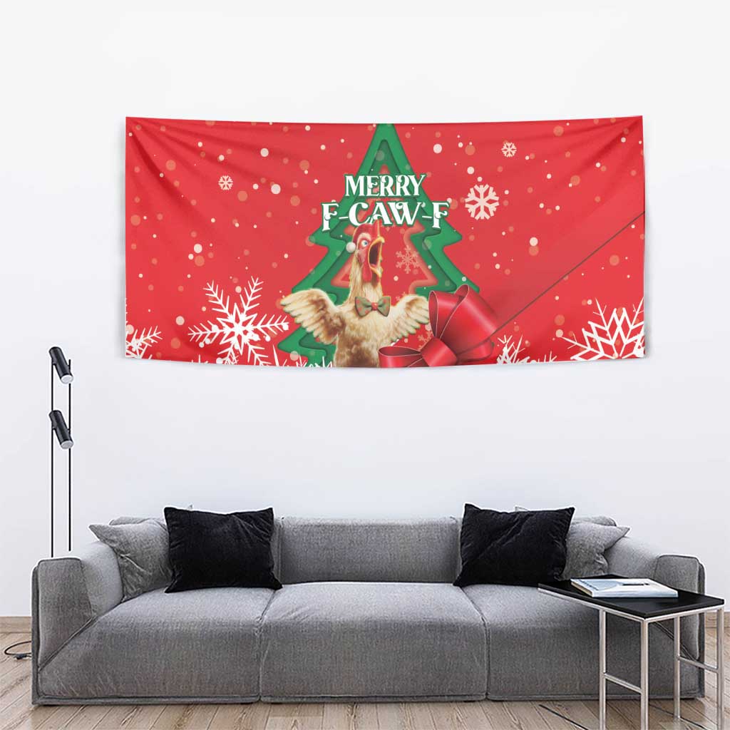 Funny Christmas Chicken Tapestry Merry F Caw F - Wonder Print Shop