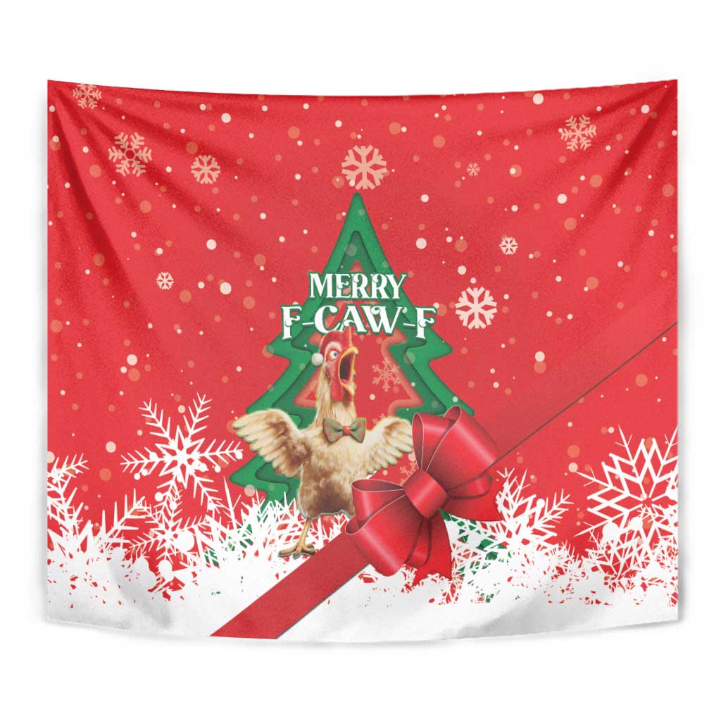 Funny Christmas Chicken Tapestry Merry F Caw F - Wonder Print Shop