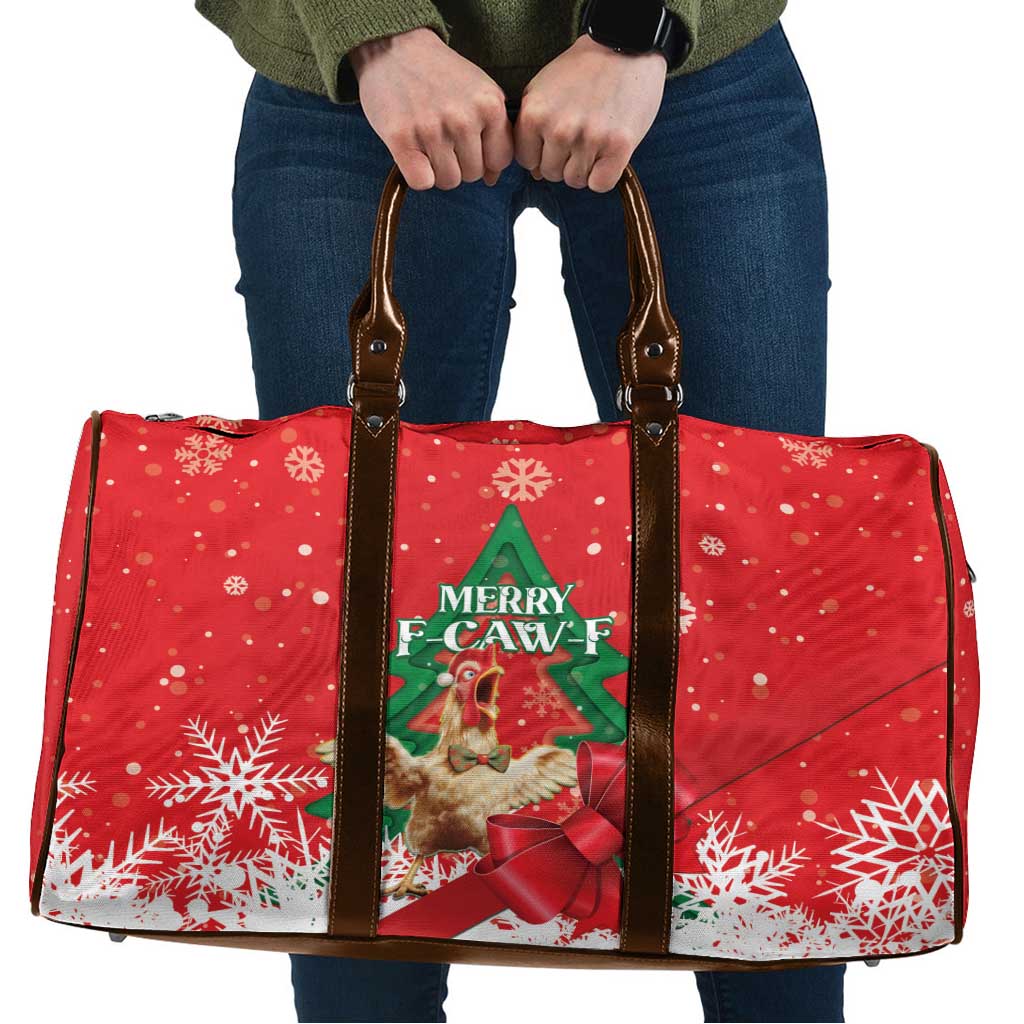 Funny Christmas Chicken Travel Bag Merry F Caw F - Wonder Print Shop