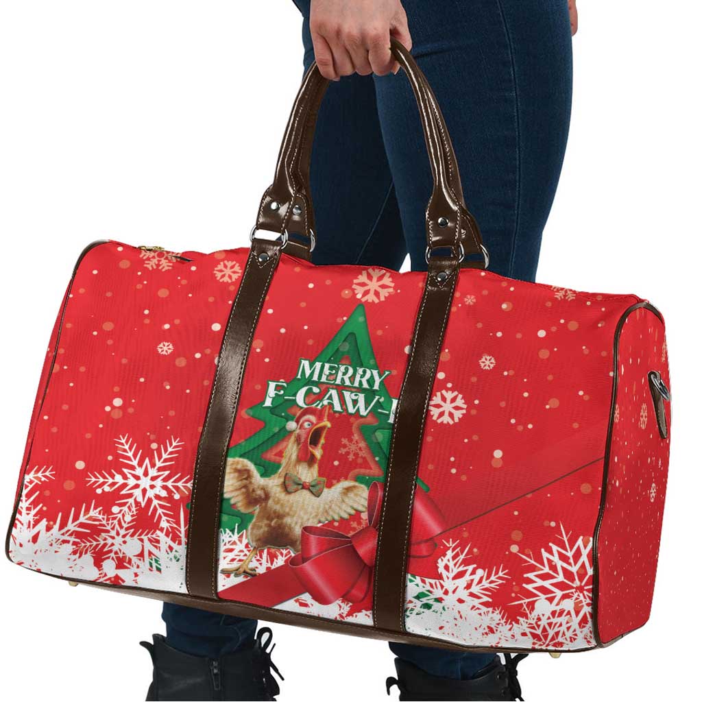Funny Christmas Chicken Travel Bag Merry F Caw F - Wonder Print Shop
