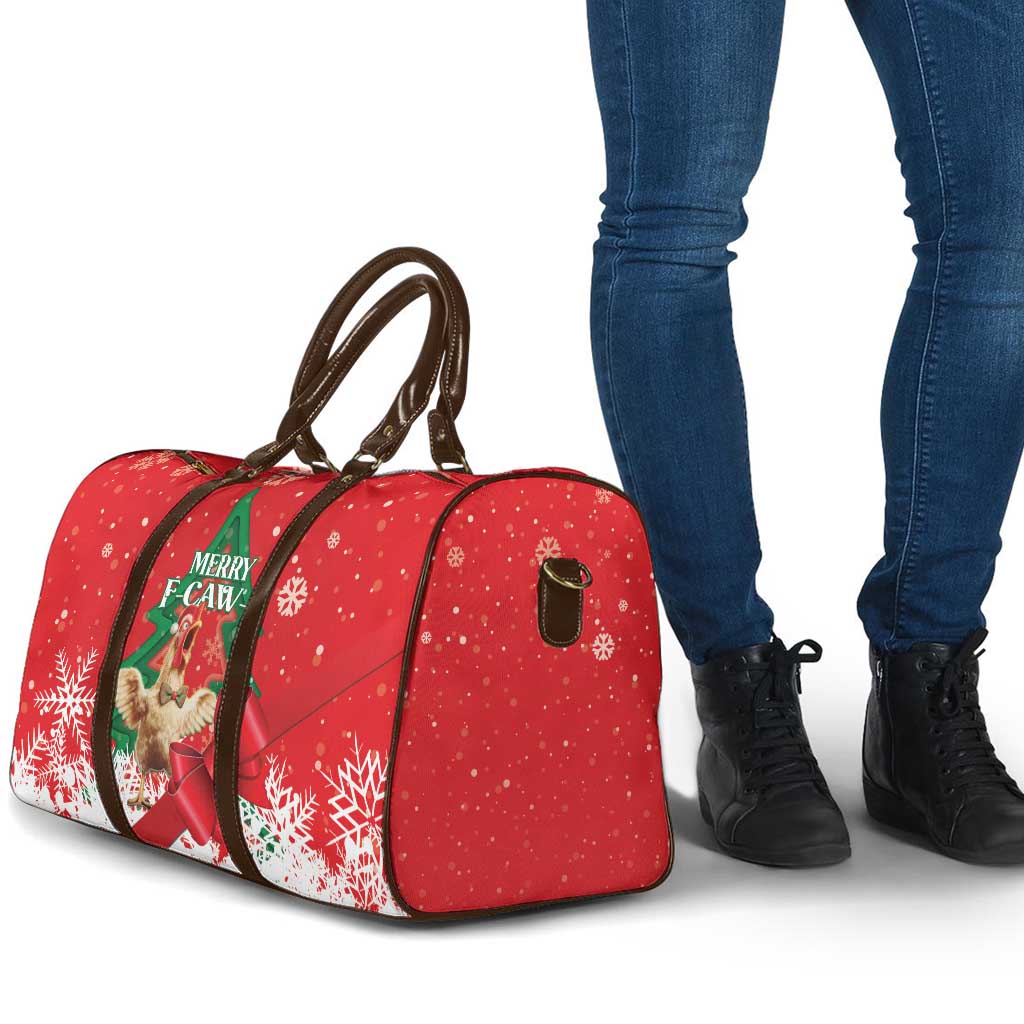 Funny Christmas Chicken Travel Bag Merry F Caw F - Wonder Print Shop