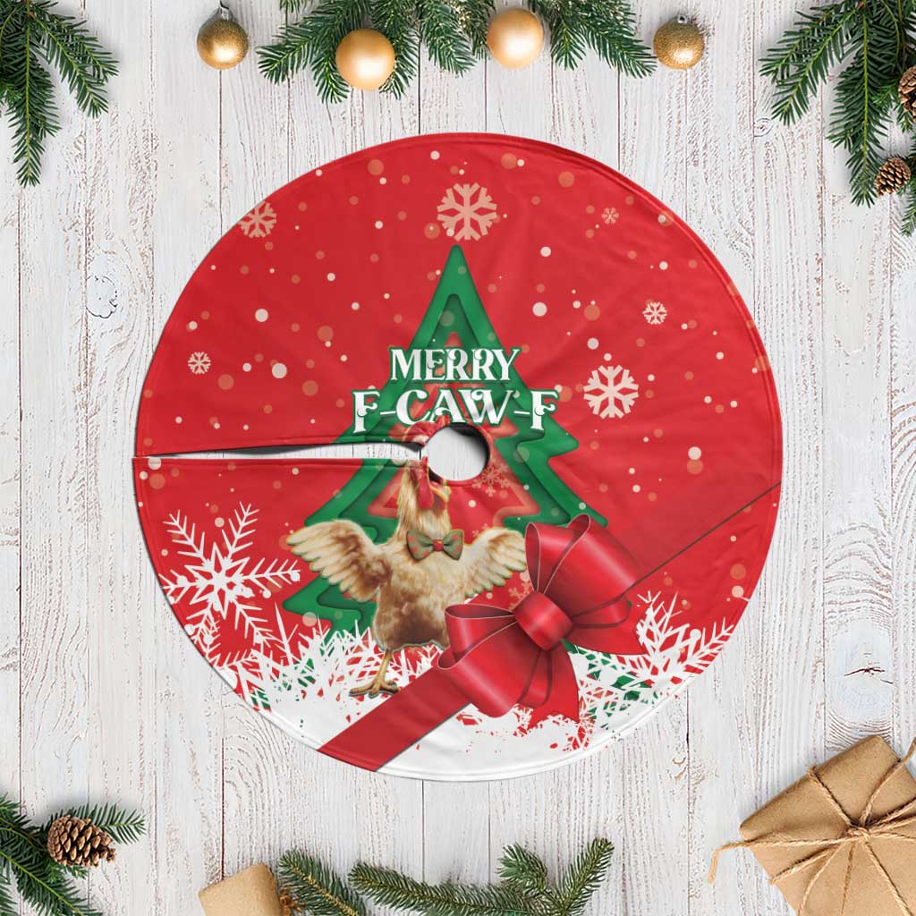 Funny Christmas Chicken Tree Skirt Merry F Caw F - Wonder Print Shop