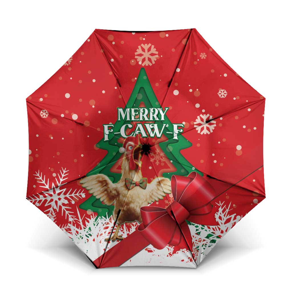Funny Christmas Chicken Umbrella Merry F Caw F - Wonder Print Shop