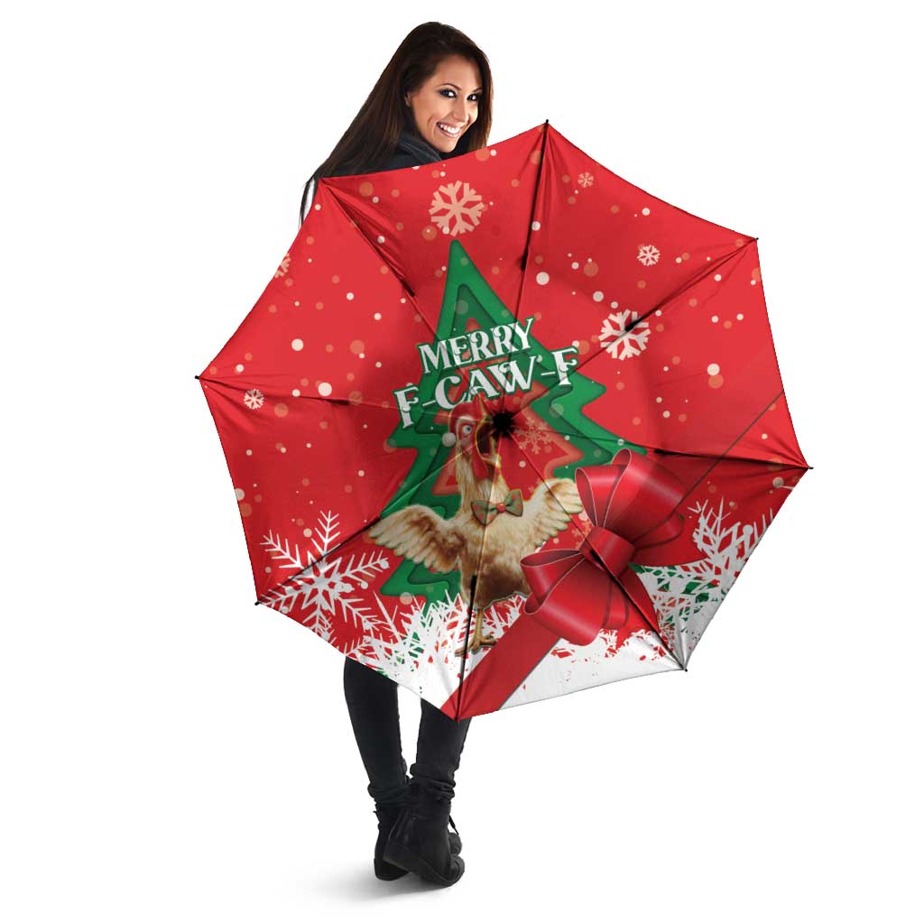 Funny Christmas Chicken Umbrella Merry F Caw F - Wonder Print Shop