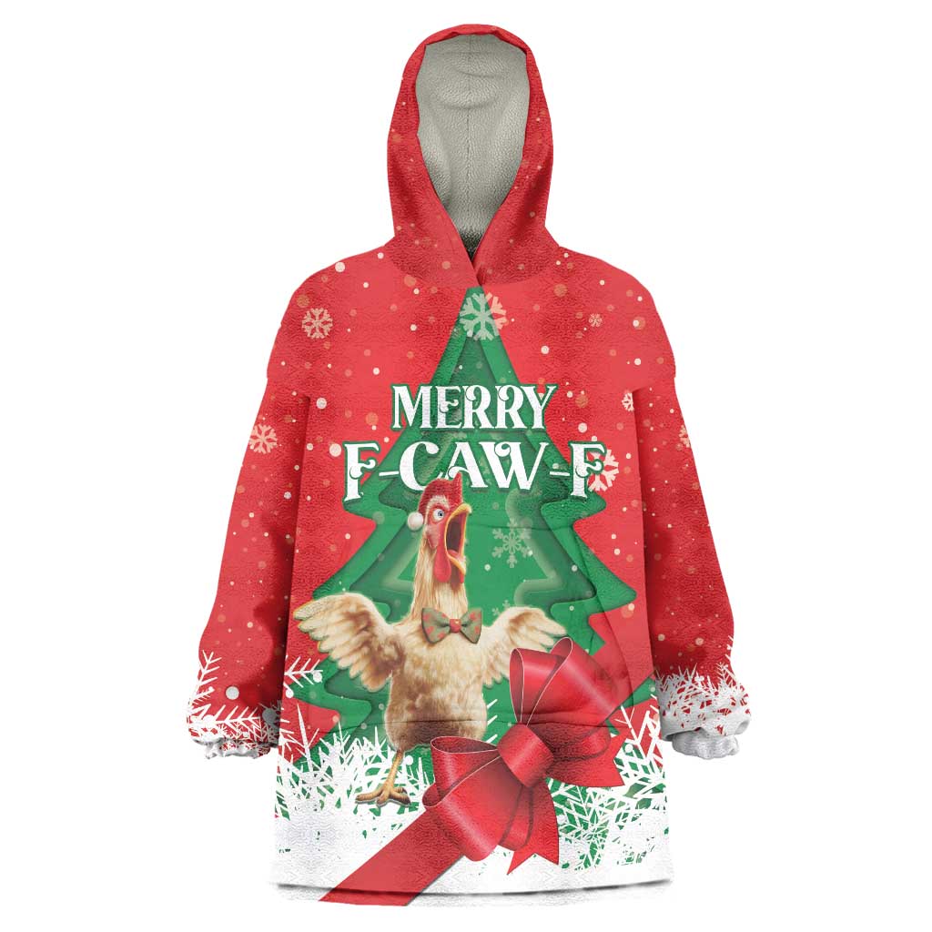 Funny Christmas Chicken Wearable Blanket Hoodie Merry F Caw F - Wonder Print Shop